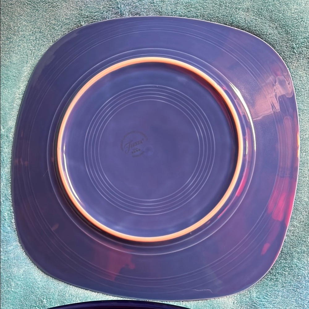 Fiesta Blue Dinnerware Set with Concentric Ring Design 2piece - Picture 3 of 9